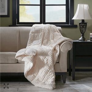 Premier Comfort Parker Corduroy Plush Down Alternative Throw Ivory 60x70"